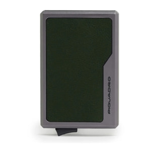 Piquadro Portacarte automatico MagSafe in alluminio e pelle con protezione RFID