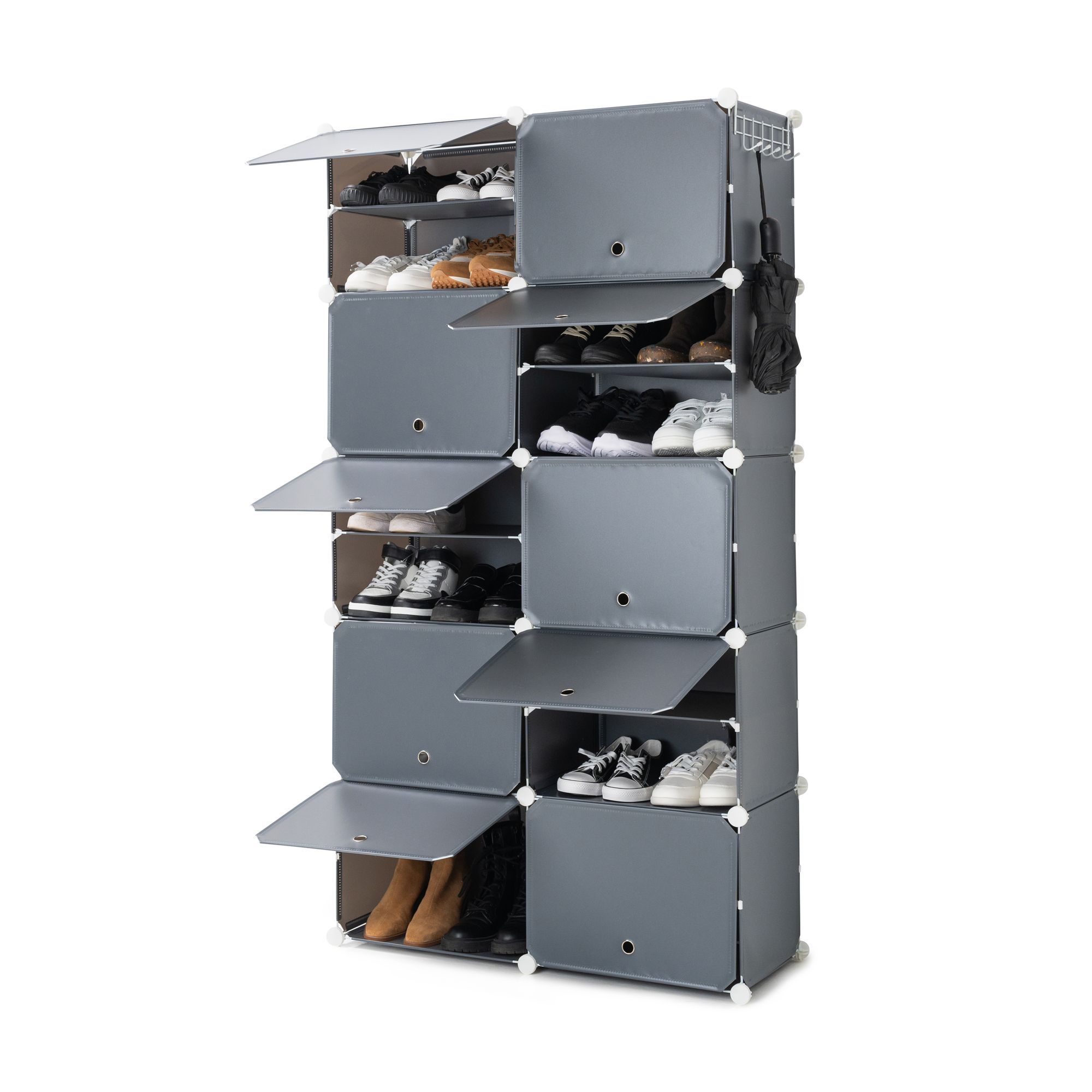 Scarpiera modulare portatile - 36 paia - grigio - 84x160x32 cm