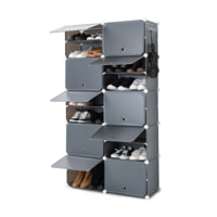 Scarpiera modulare portatile - 36 paia - grigio - 84x160x32 cm