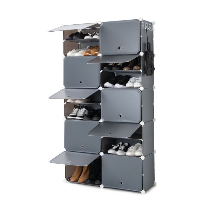 Scarpiera modulare portatile - 36 paia - grigio - 84x160x32 cm