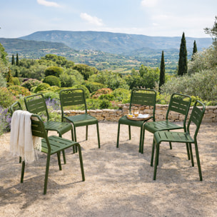 Lot de 6 chaises de jardin empilables vertes EVORA