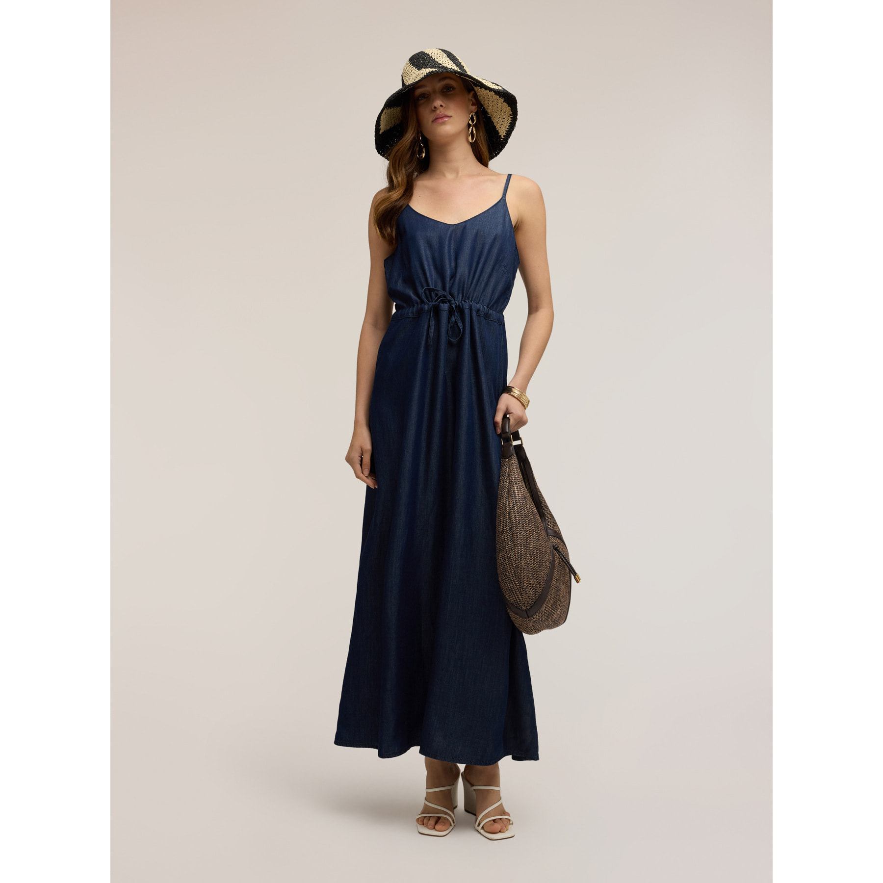 Motivi - Vestido largo en denim lyocell - Azul