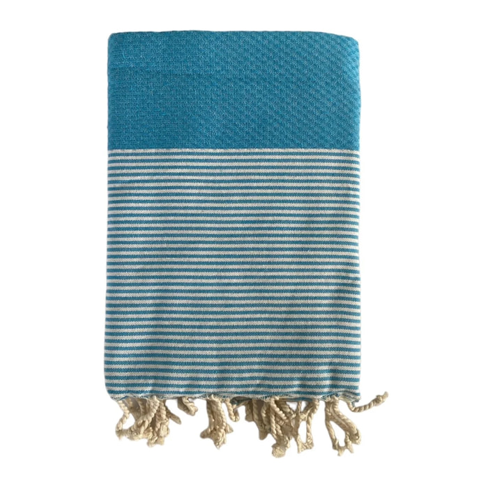 Fouta traditionnelle Mikanda Turquoise 100x200 190g/m²