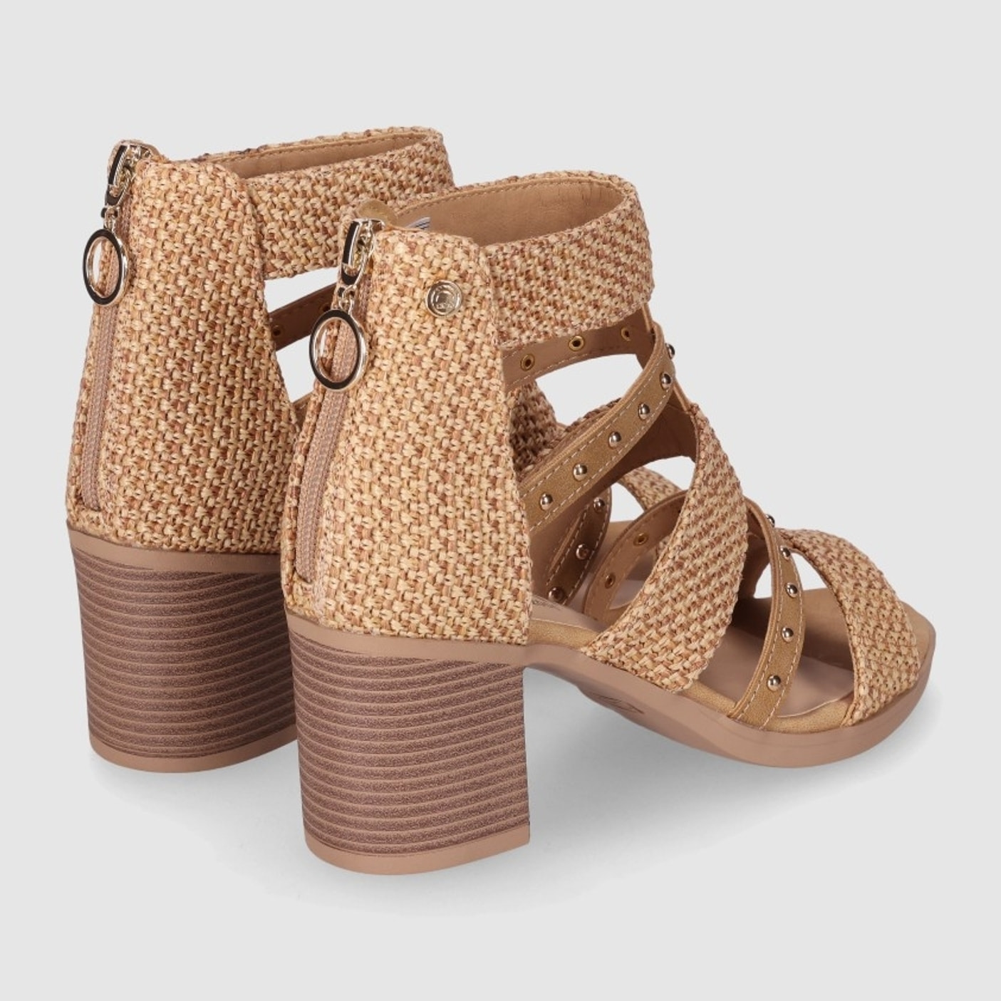 Sandalias de Tejido - Cuero - Tacón: 7 cm