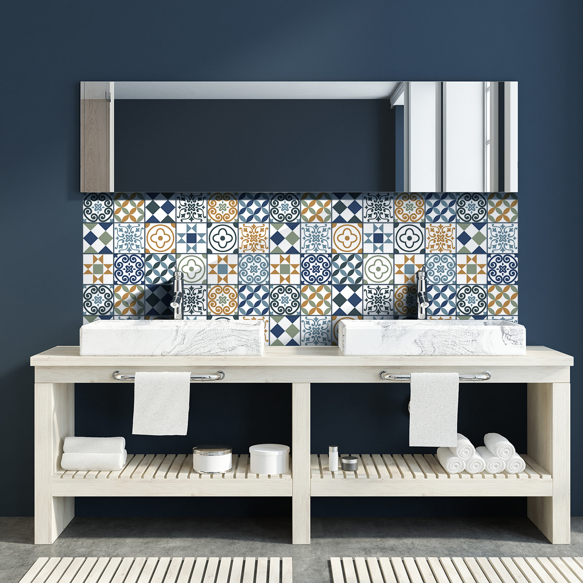 Stickers muraux - Sticker Mural Carrelage adhésif Cuisine Salle de Bain - 9 STICKERS CARRELAGES AZULEJOS NICOLLETTA