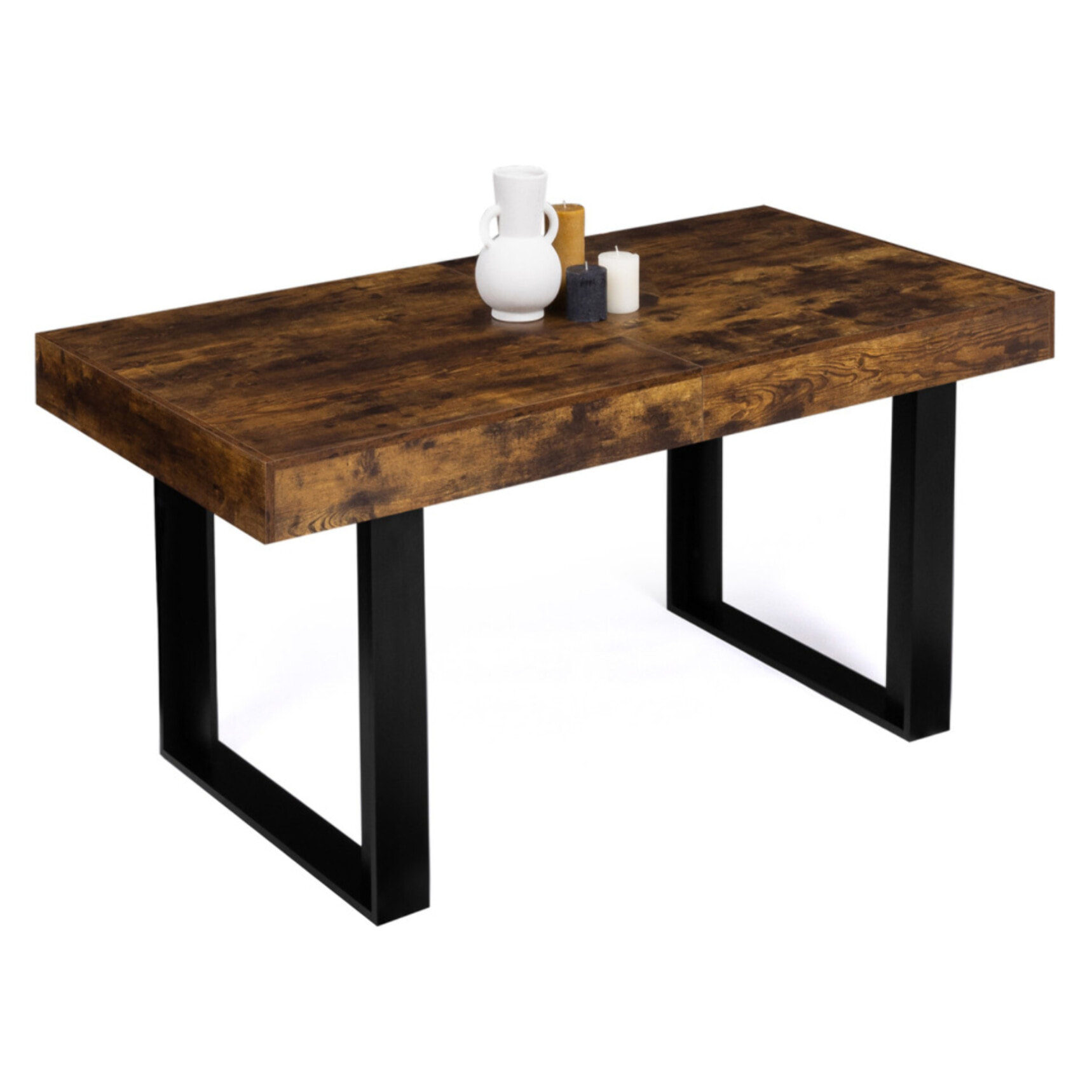 Tables à manger extensibles Brixton - Bois vieilli - Noir