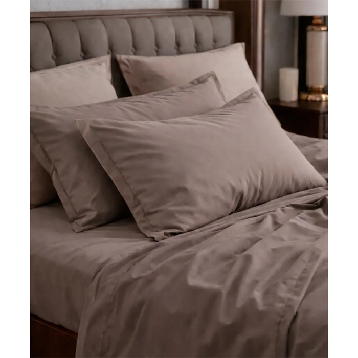 Parure CopriPiumino e Federe RASO TORTORA tinta unita per letto matrimoniale 100% Raso di Cotone e Made in Italy