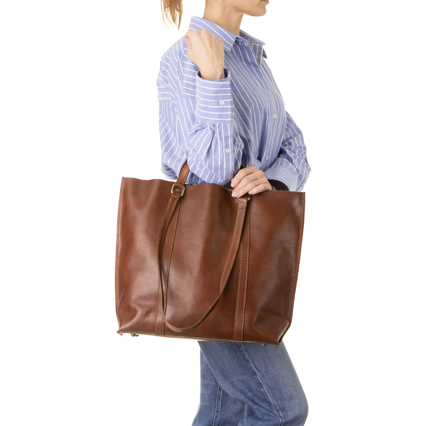 Borsa a spalla  unisex In Vera pelle Made in Italy 36x10x35 cm