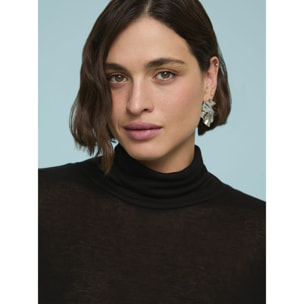 Fiorella Rubino - Camiseta cuello alto en jersey mezcla de lana - Negro