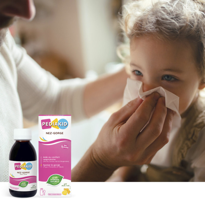 PEDIAKID - Sirop Nez-Gorge - Complément Alimentaire Naturel - Formule Exclusive au Sirop d'Agave - Confort Respiratoires - Arôme Naturel Miel-Citron