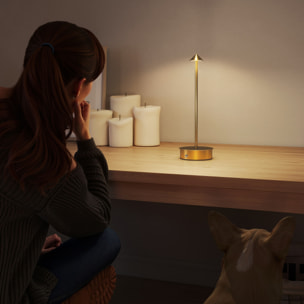 Juego de 2 Lámparas de Mesa Recargables por USB, Lámparas de Mesita de Noche Regulables con Control Táctil, 3000K/4500K/6000K, Luz LED Incluida, para Dormitorio, Salón u Oficina, Dorado