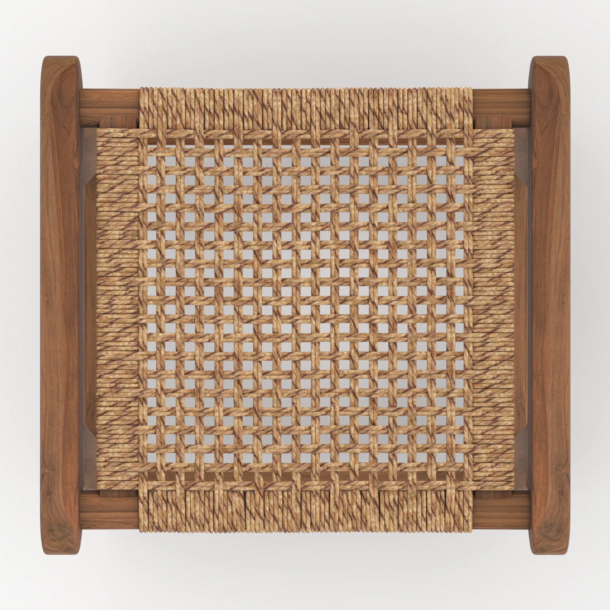 Tabouret pour îlot central 66 cm en teck vernis et tissage synthétique - Omaha