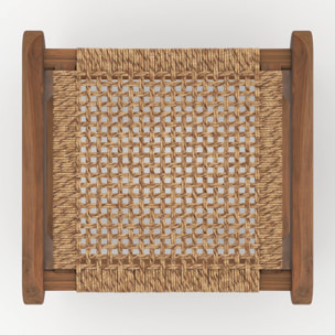 Tabouret pour îlot central 66 cm en teck vernis et tissage synthétique - Omaha