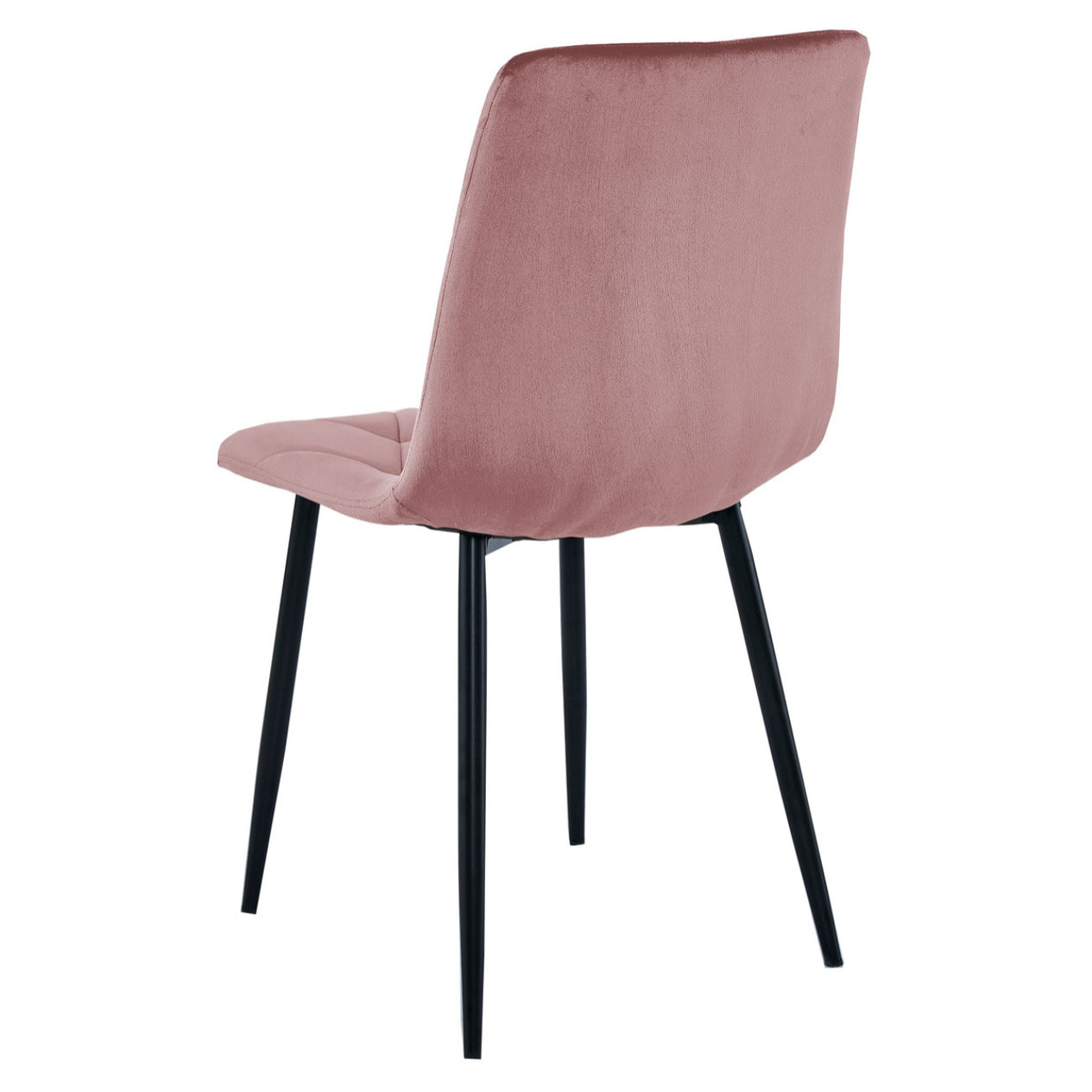 Sedia Libra in velluto rosa con gambe in metallo nero