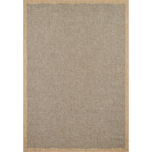 Tapis effet jute motif bleu
