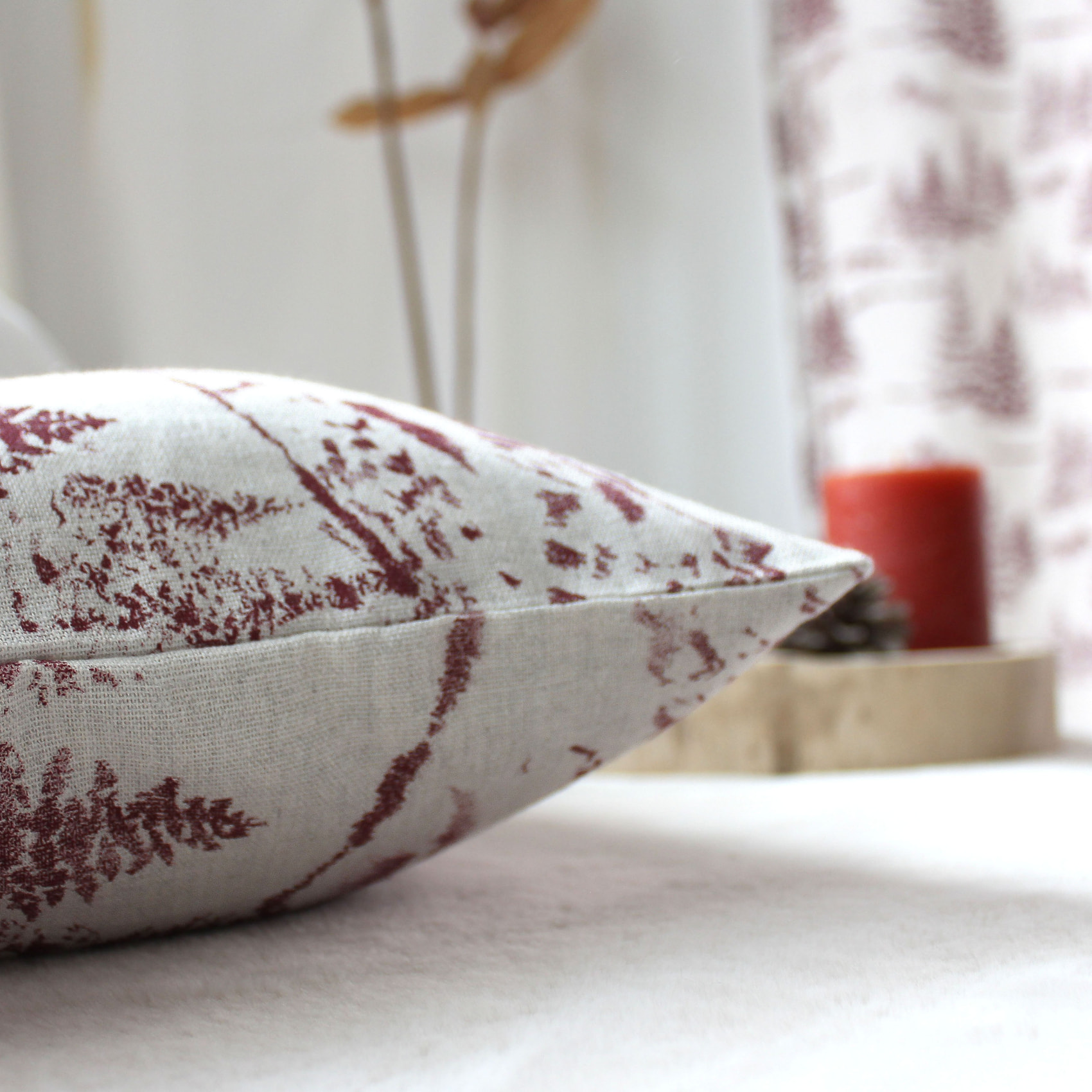 Coussin décoratif déhoussable style montagne - Rouge