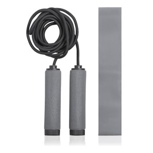 Set de fitness Zhiax, con goma elástica y comba. Incluye funda de transporte.