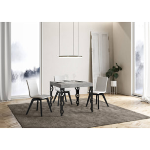 Mesa extensible 90x90/246 cm Karamay Cemento estructura Antracita