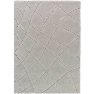 MOLIER Alfombra shaggy con formas abstractas en plata, varias medidas disponibles.