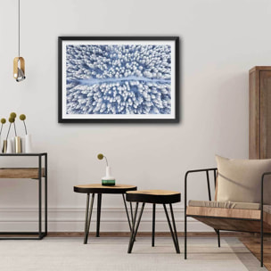 Affiche bleue de neige blanche Affiche sous cadre noir