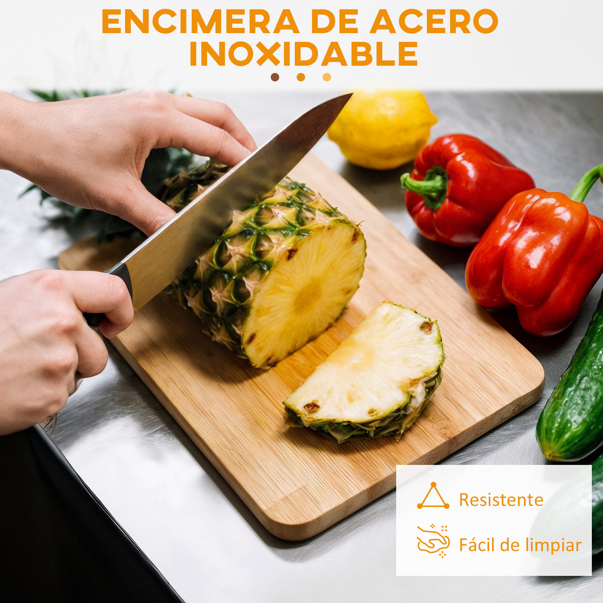 Isla de Cocina con Ruedas Carro de Cocina con Tablero de Acero Inoxidable 2 Cajones 4 Puertas 2 Estantes Ajustables Especiero y Toallero 145x45x93 cm Negro