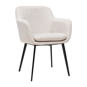 Chaises en tissu effet velours texturé beige et métal noir (lot de 2) AMIKA