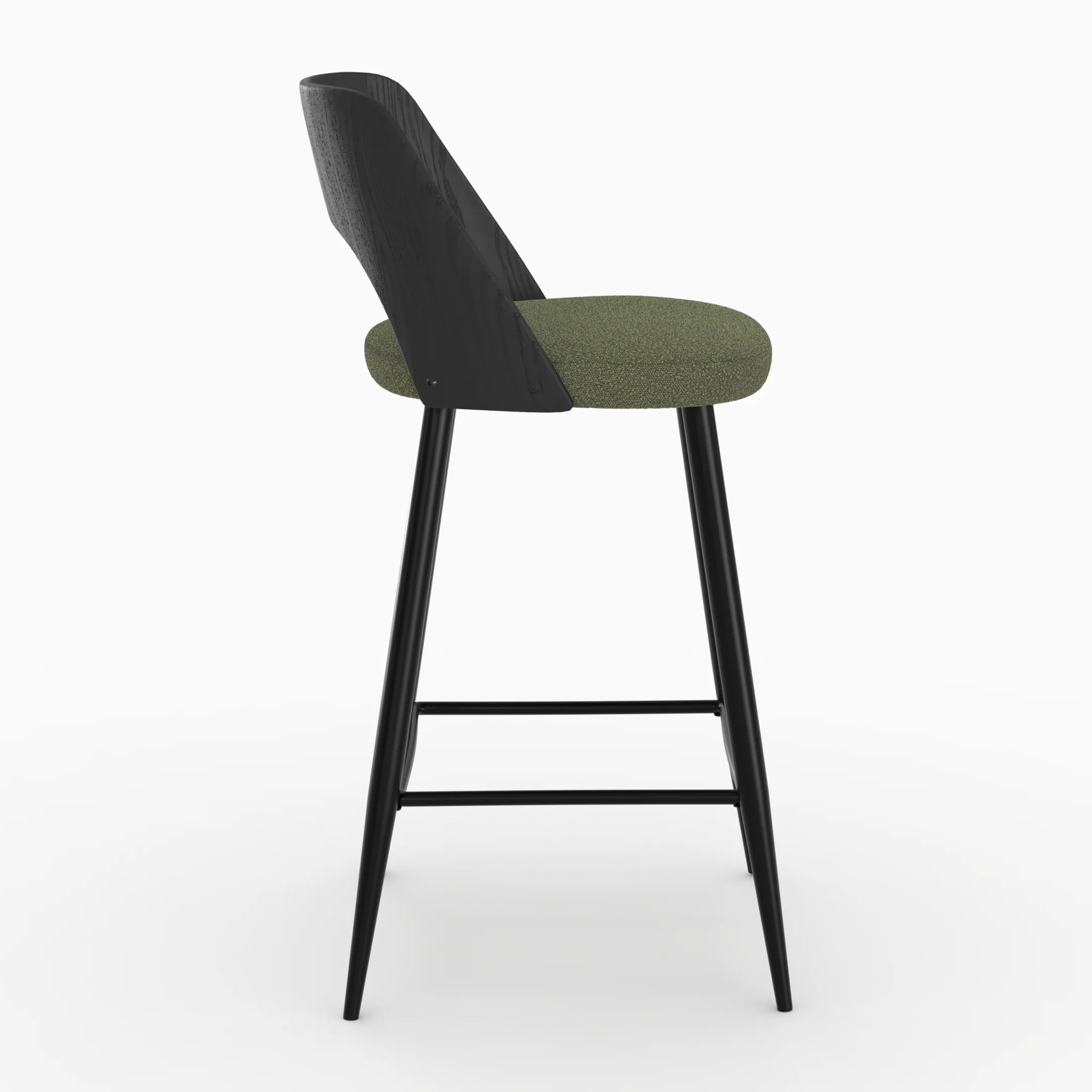 Lot de 2 chaises pour îlot central en tissu bouclé vert kaki 66 cm - Mindy