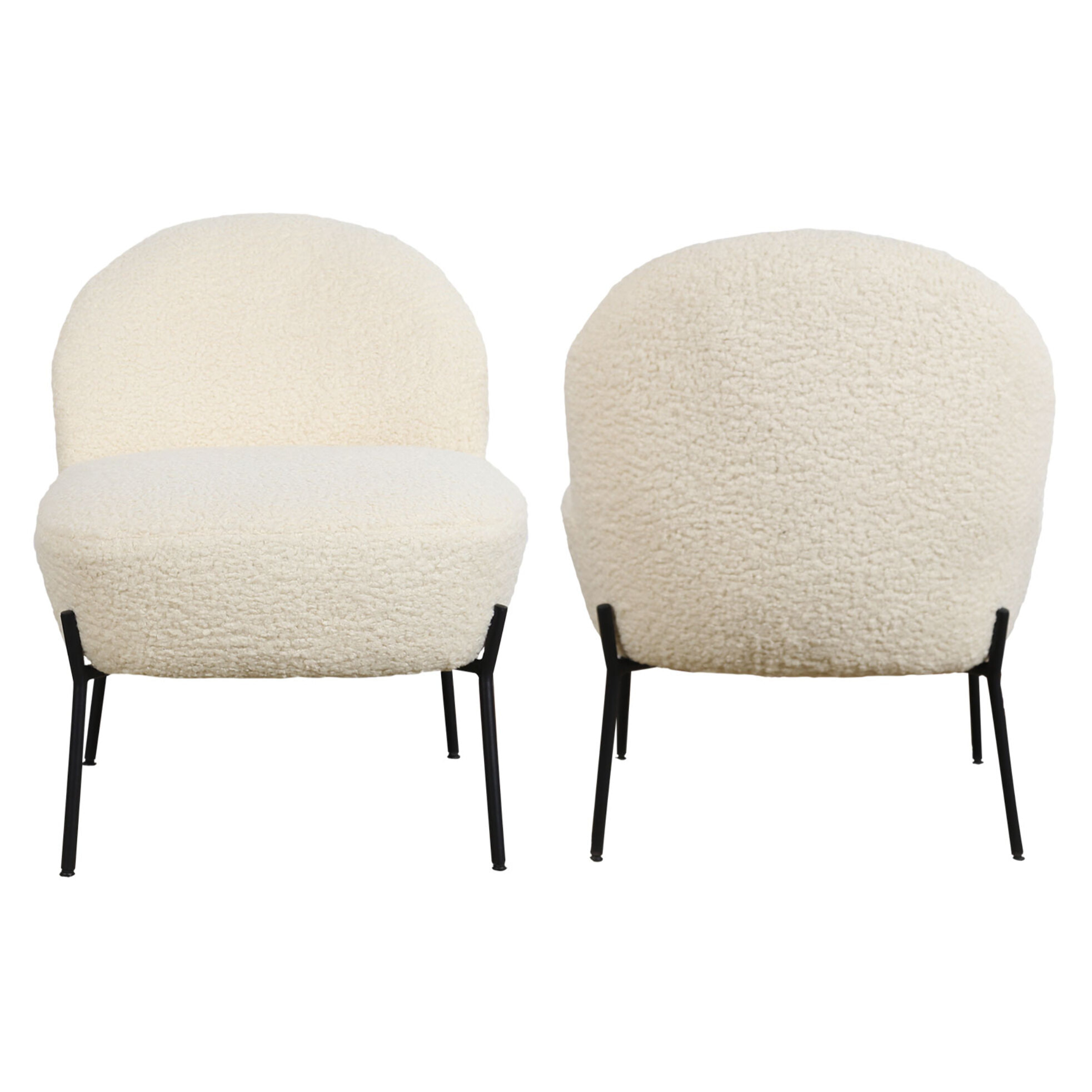 Fauteuil en tissu bouclette écru HELMI