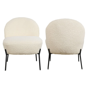 Fauteuil en tissu bouclette écru HELMI