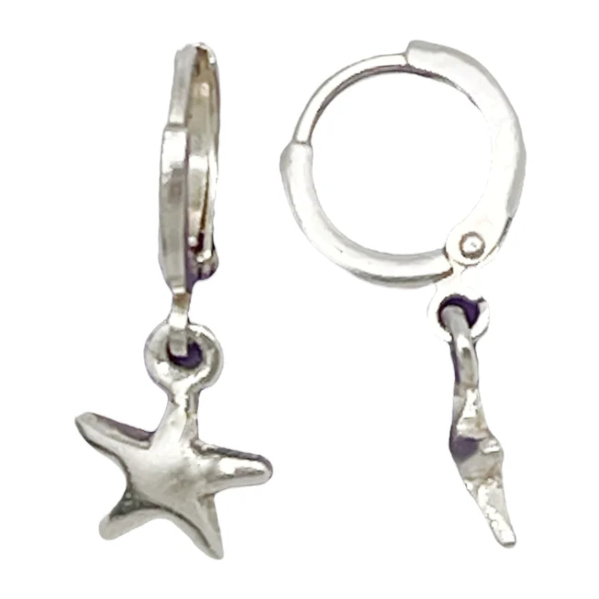 Conjunto estrella, pulsera charms y pendiente aro en plata chapado