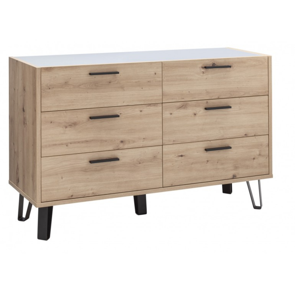 Commode 2x3 tiroirs finition chêne - VITRUS