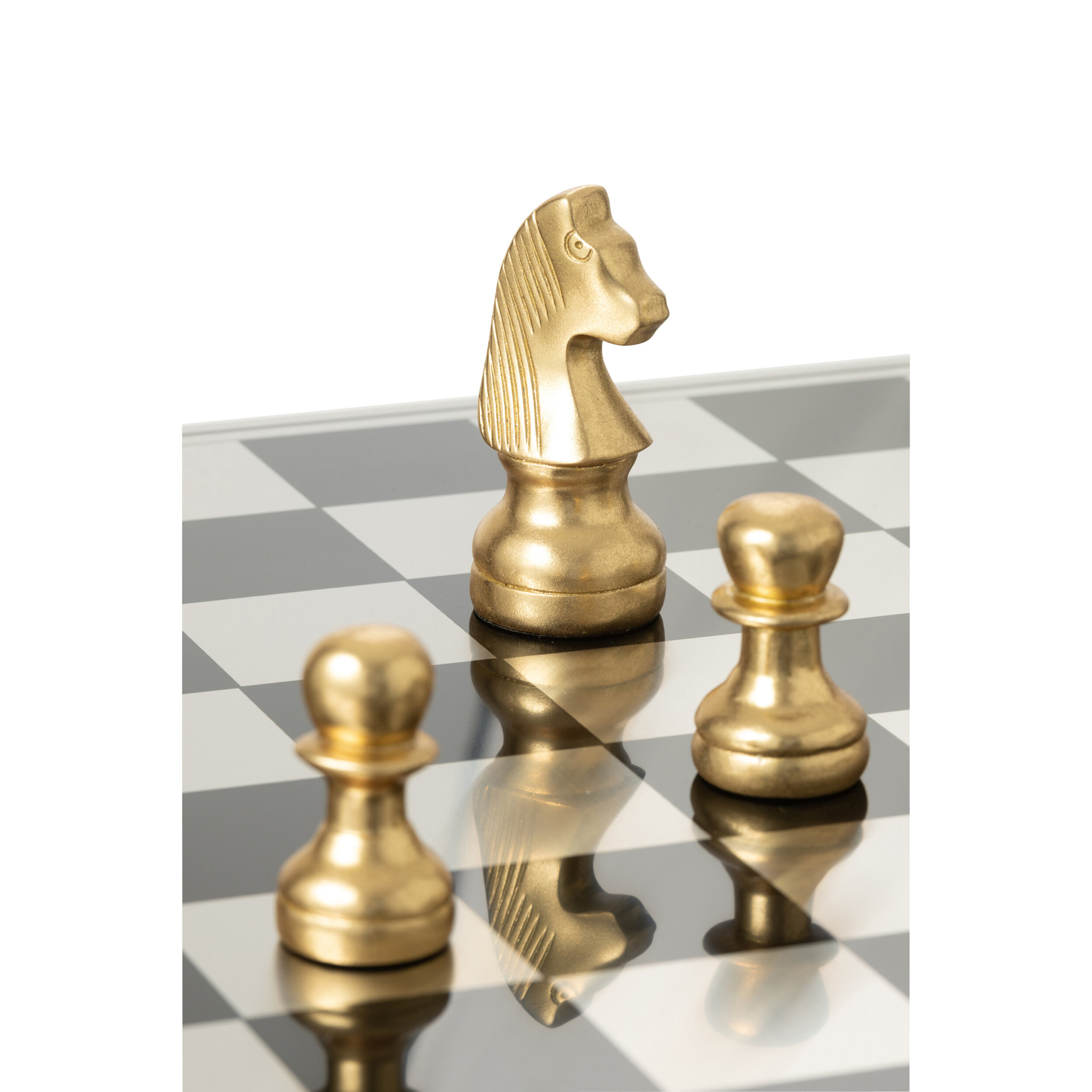 J-Line décoration Pièce D'échecs Renne - polyrésine - or/blanc