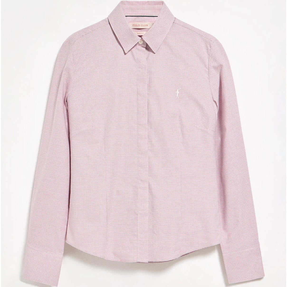 Camisa pata de gallo rosa con bordado Rigby Go