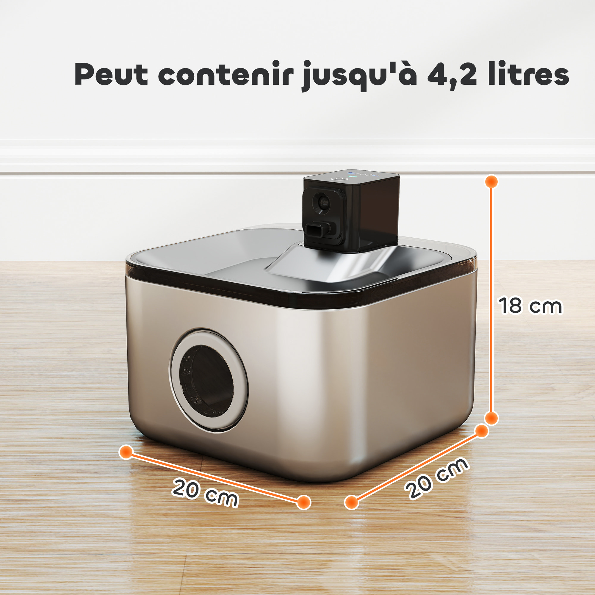 Fontaine à eau pour chat 4,2L filtration 3 étapes charge USB câble + nombreux accessoires inclus acier inox