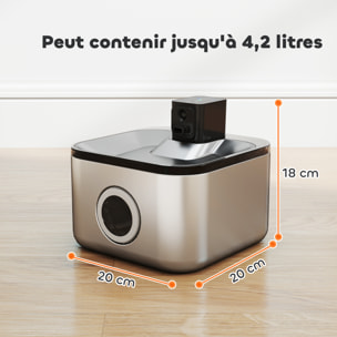 Fontaine à eau pour chat 4,2L filtration 3 étapes charge USB câble + nombreux accessoires inclus acier inox
