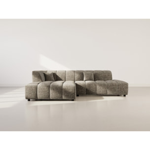 Curtis - canapé d'angle gauche 4 places sans accoudoir en tissu texturé - Vert Olive