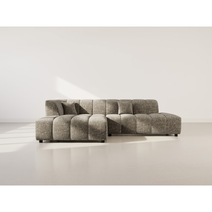 Curtis - canapé d'angle gauche 4 places sans accoudoir en tissu texturé - Vert Olive