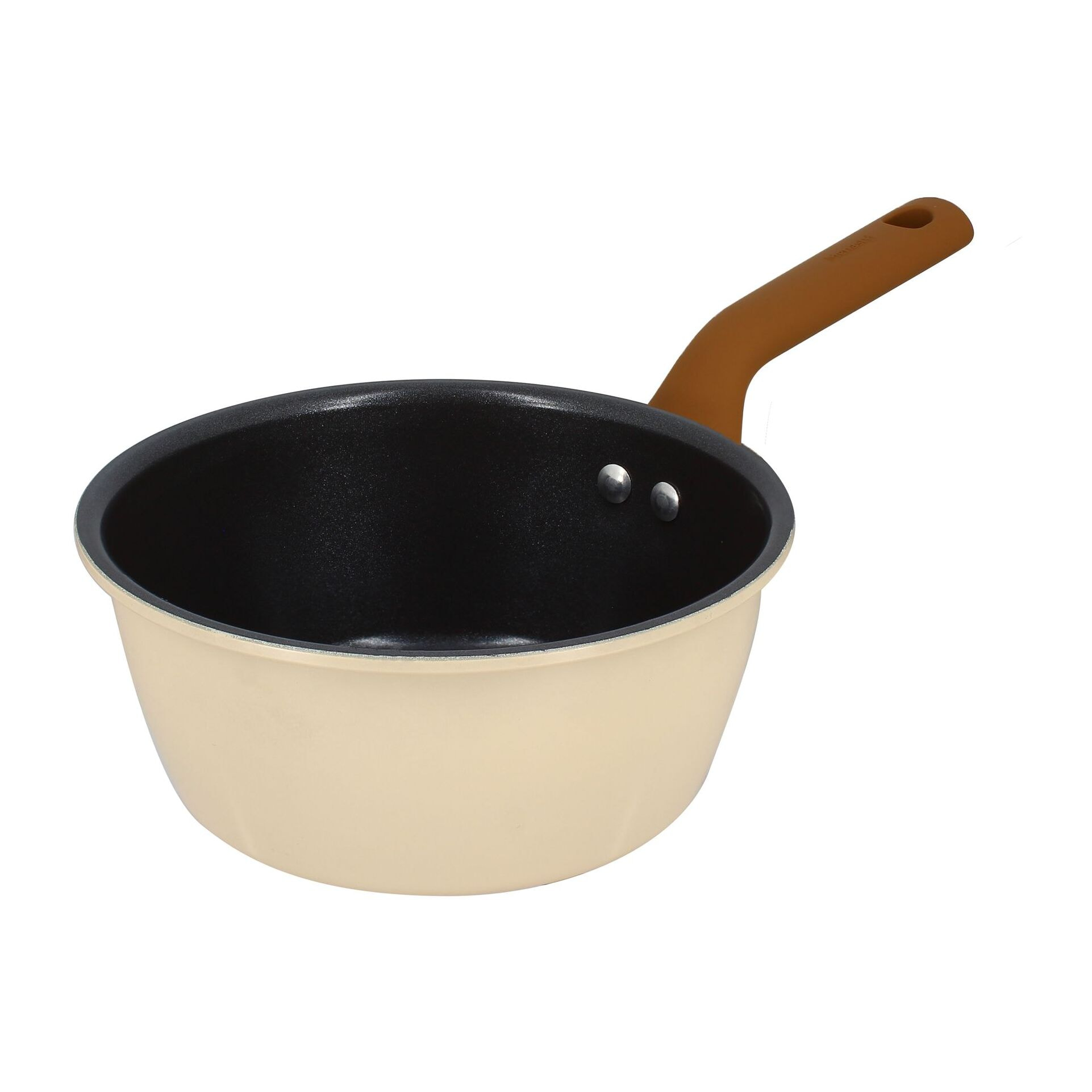 Casserole 18cm en revêment céramique et acier carbone beige PRATICOOK