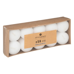 Lot de 10 bougies "Many" blanc 45g