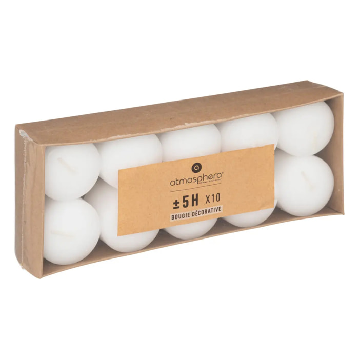 Lot de 10 bougies "Many" blanc 45g
