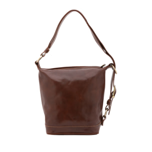 Borsa a secchiello  da donna In Vera pelle Made in Italy 34x33x15 cm