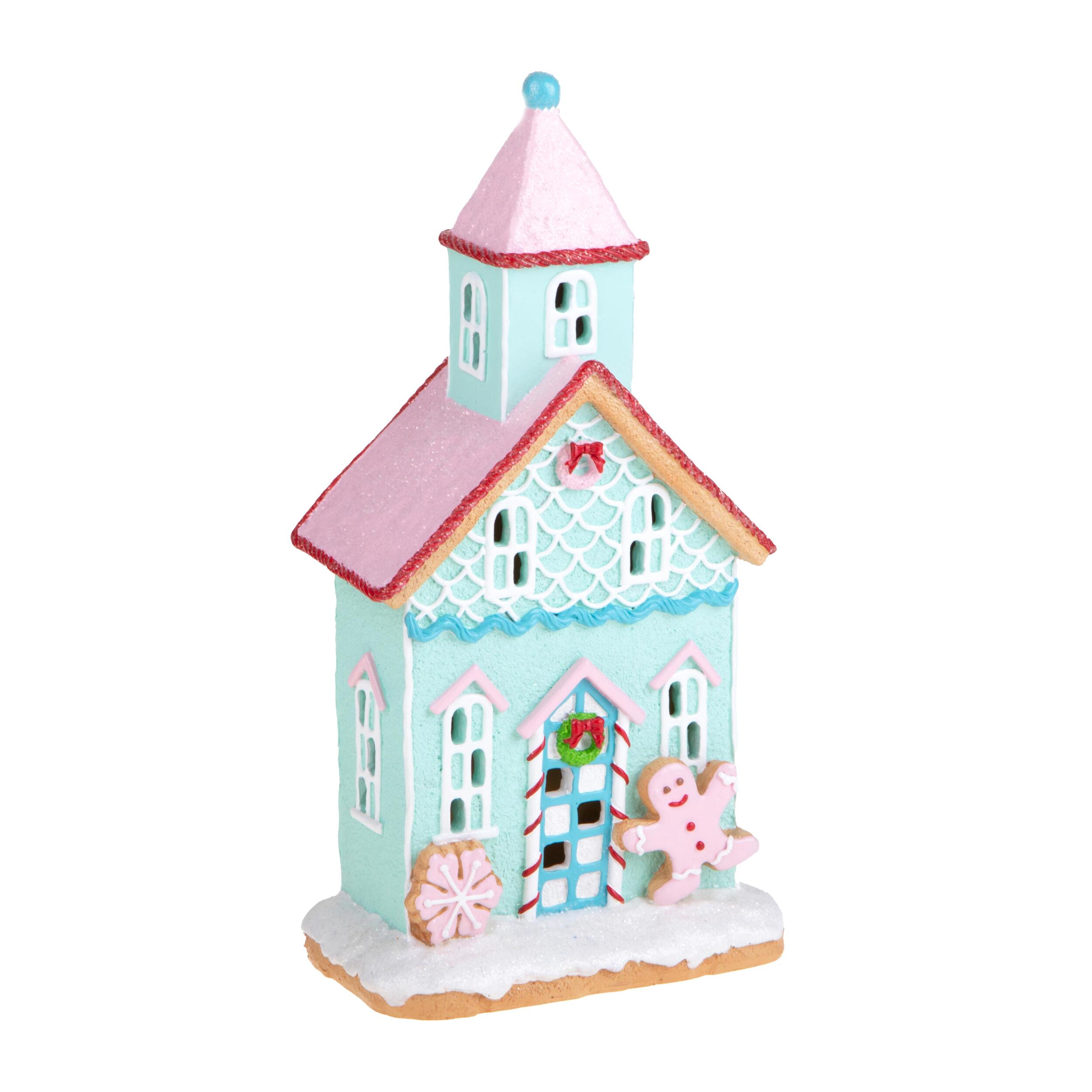 Chiesetta Gingerbread con Led - Pezzi 1 - Colore Bianco - 18x33Hx11,5cm - Bianchi Dino