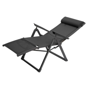Fauteuil de jardin inclinable "Decima" anthracite & graphite 8 positions en aluminium traité époxy
