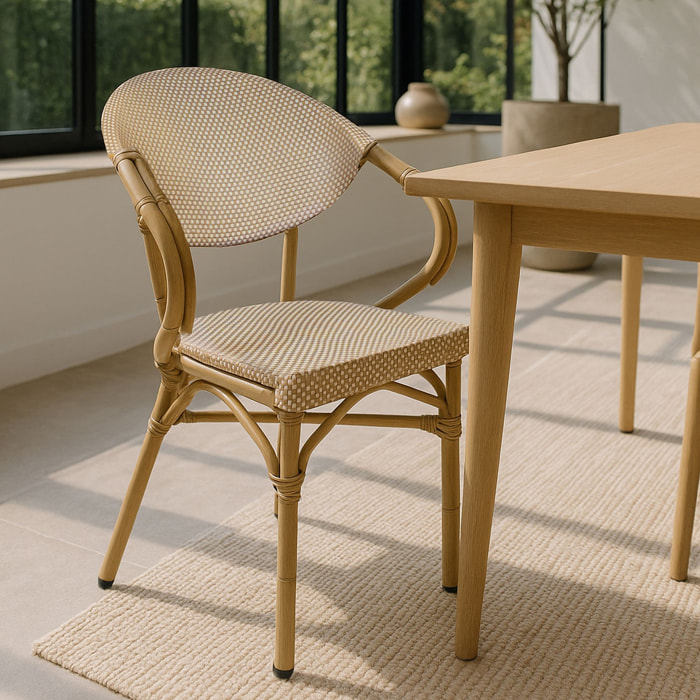 Lot de 2 fauteuils de table en textilène beige AMALFI