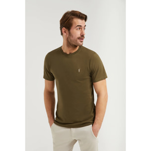 Maglietta basic verde oliva in cotone con logo Rigby Go