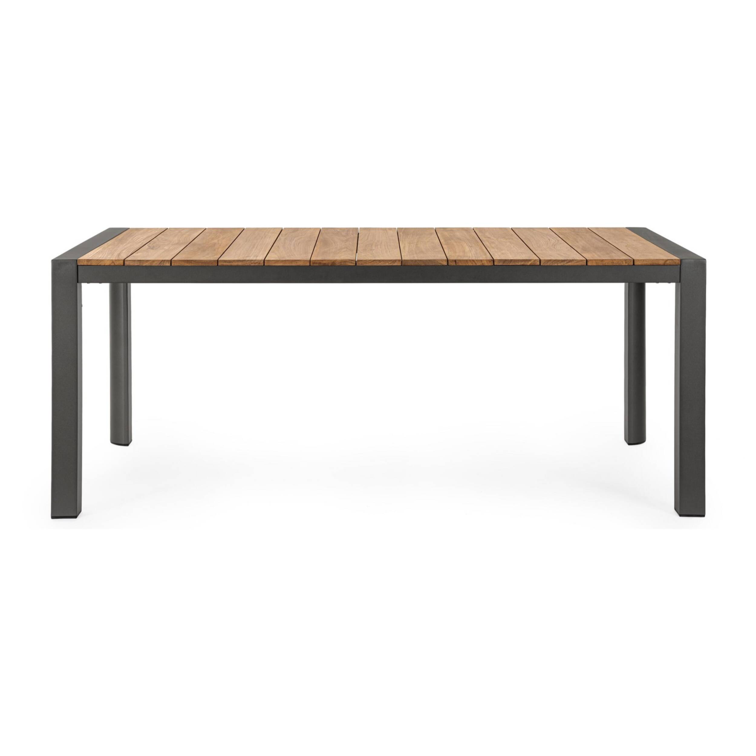 Tavolo da giardino CAMERON con piano in teak e struttura in alluminio antracite, 180×90 cm