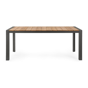 Tavolo da giardino CAMERON con piano in teak e struttura in alluminio antracite, 180×90 cm