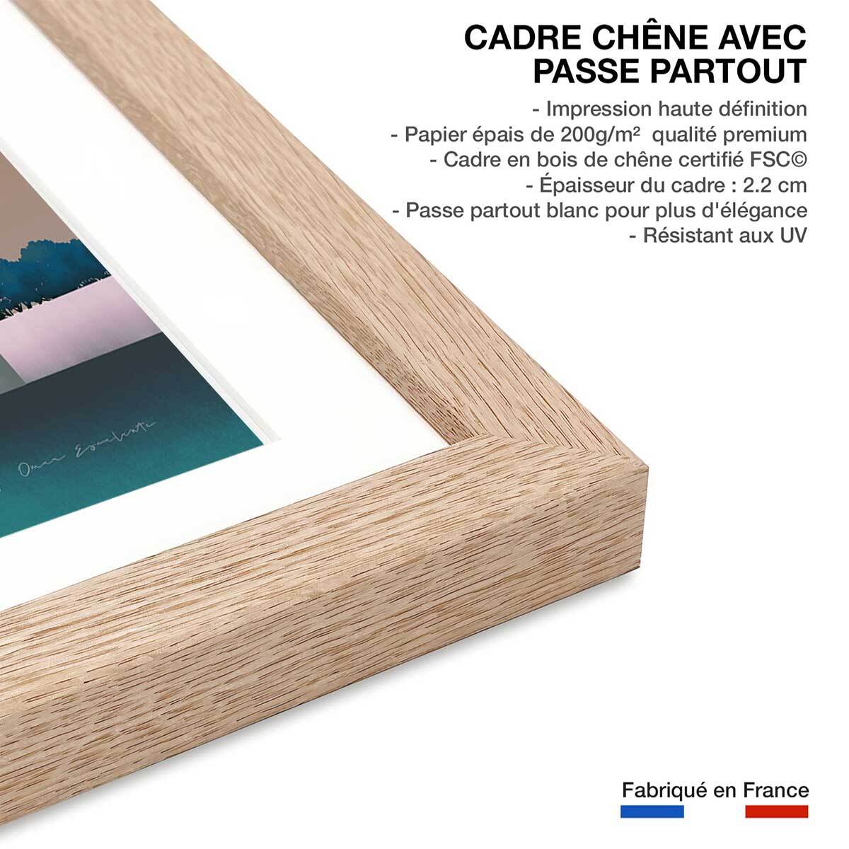 Affiche ville retro Paris France Affiche sous cadre bois