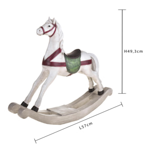 Cavallo A Dondolo. Altezza 57 Cm - Pezzi 1 - 57X49,3X12cm - Colore: Bianco - Bianchi Dino - Articoli Natalizi