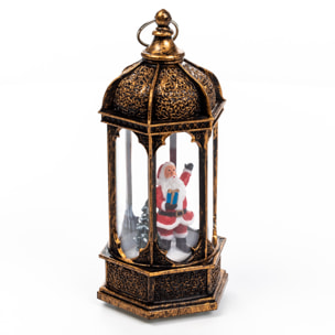 Candela di Natale con luce ed effetto neve di 14 cm. Design Babbo Natale.